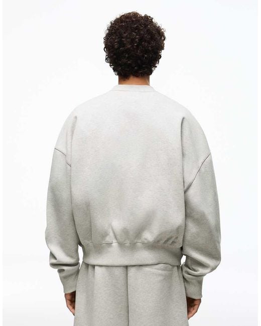 Bershka White Boxy Crew Neck Sweatshirt for men