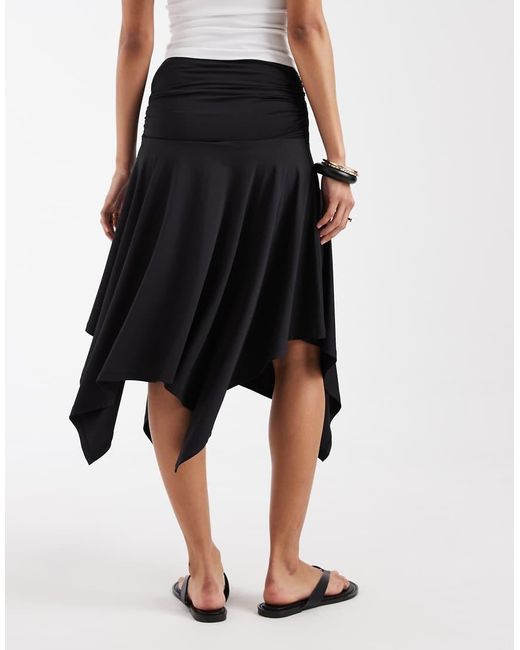 ASOS White Slinky Hanky Hem Skirt