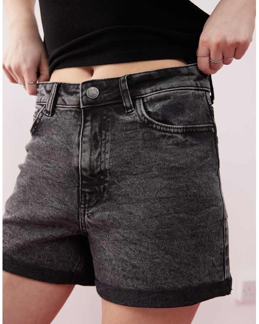 Noisy May Black Moni High Waisted Denim Short