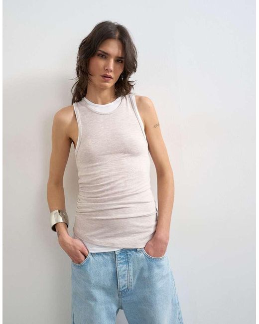 TOPSHOP Blue Double Layer Tank Top