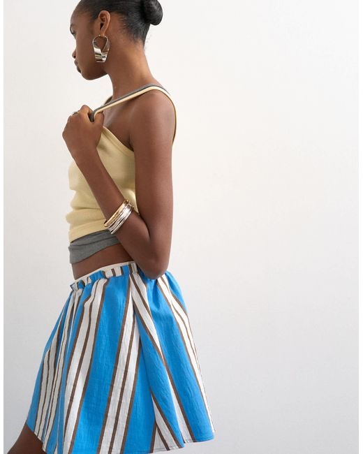 TOPSHOP Blue Elasticated Mini Skirt