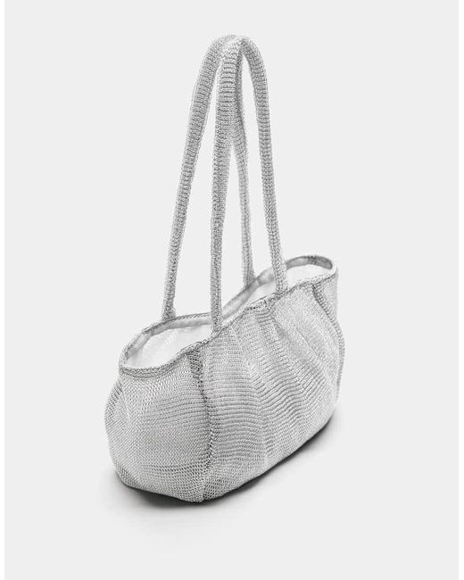 Pull&Bear Gray Metal Mesh Shoulder Bag