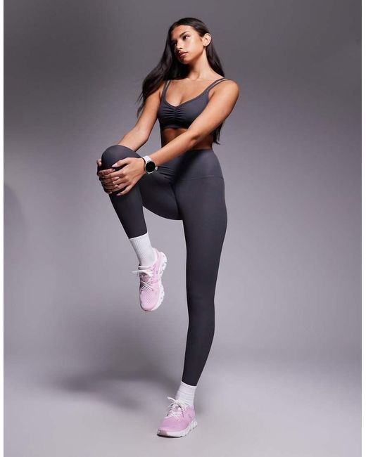 4505 Gray Rib Light Support Sports Bra