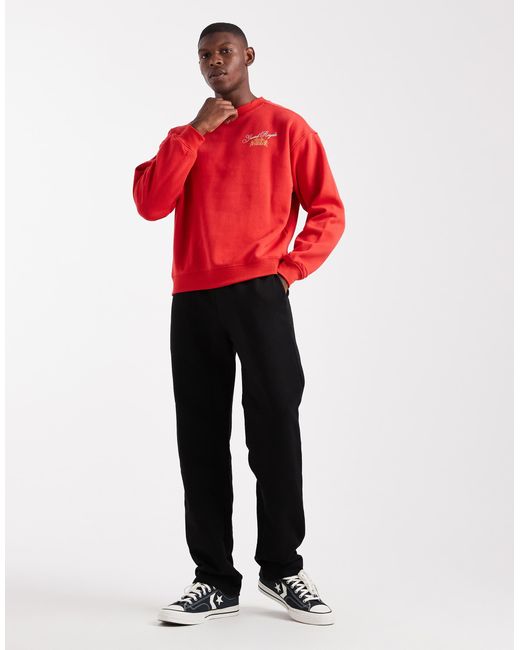 Cotton On Red Cotton On Boxy Fit Crew Neck Sweatshirt for men