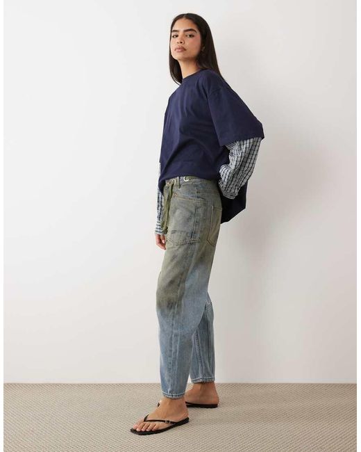 Lioness Natural Rush Hour Straight Leg Tie Detail Jeans
