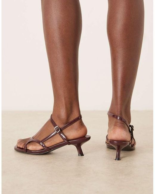 Glamorous Brown Kitten Heel Strappy Sandals