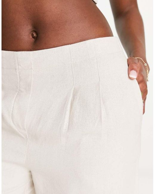 Vero Moda White Pleat Front Linen Blend Shorts