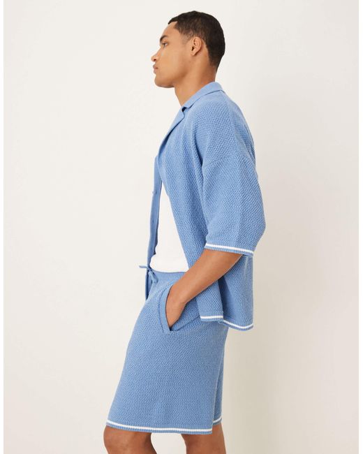 ASOS – oversize-strickshorts in Blue für Herren