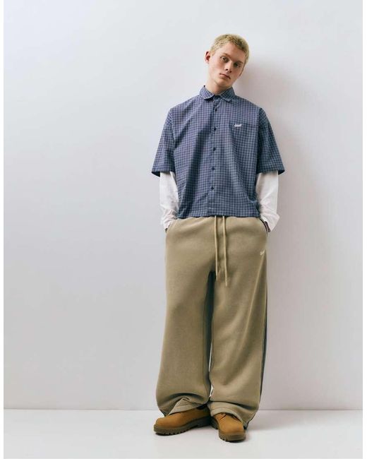 Pull&Bear Blue Double-Sleeve Check Shirt for men