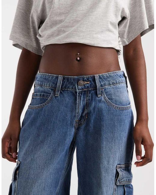 Hollister Blue Low Rise Cargo Jeans