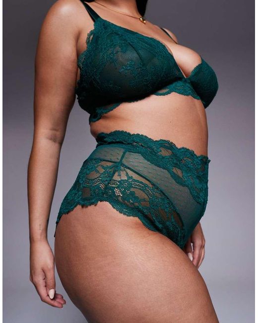Braguitas De Talle Alto De Encaje Lola De Asos Design Curve ASOS de color Green