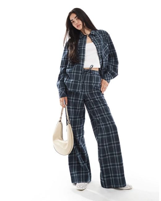 ASOS Blue Wide Leg Tie Waist Trousers Co-ord