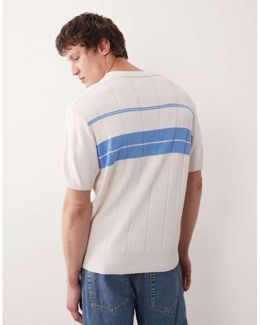 Farah Blue Archive Lambka Short Sleeve Knitted Polo Shirt for men