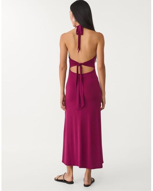 Vestito Midi Chiaro Con Nodo Sul Retro di Stradivarius in Red