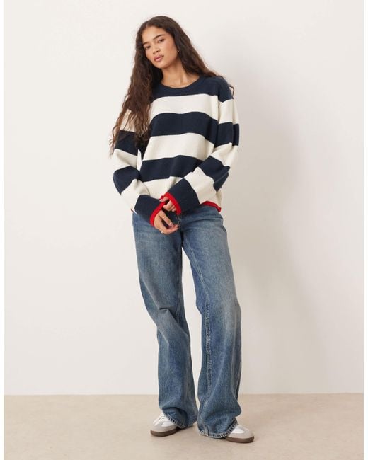 Abercrombie & Fitch Blue Crew Neck Striped Jumper