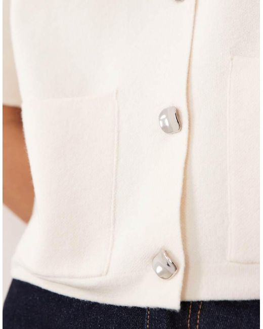 Jdy White Short Sleeve Compact Cardigan