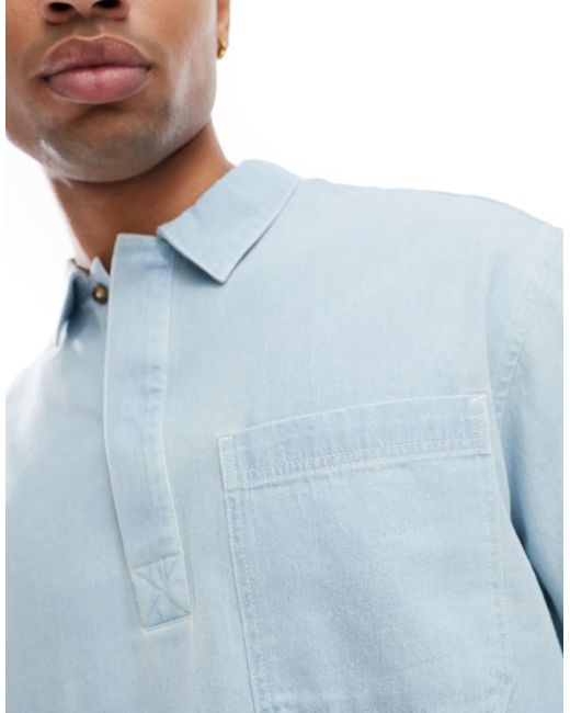 ASOS – kastiges oversize-jeanshemd in Blue für Herren
