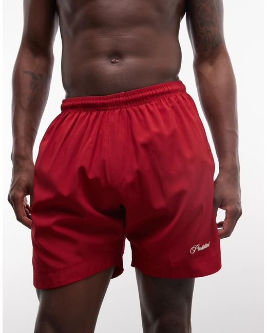 Prohibited Red Poolside Swim Shorts for men