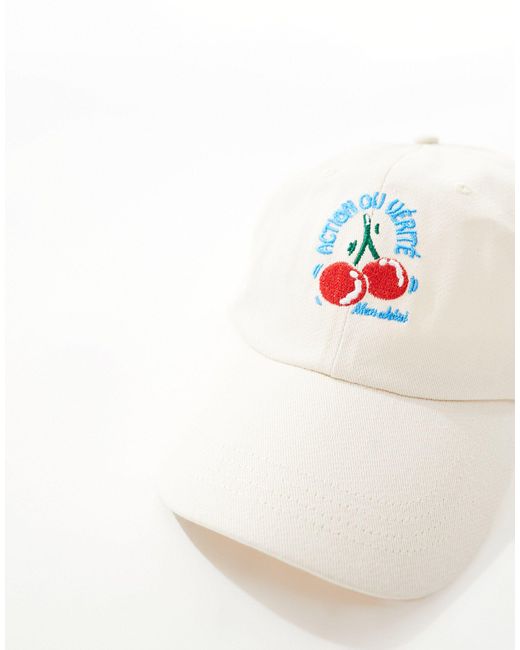 ASOS White Cotton Baseball Cap With Cherry Embroidery for men