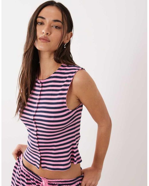 ASOS Pink Mix & Match Button Down Pyjama Vest