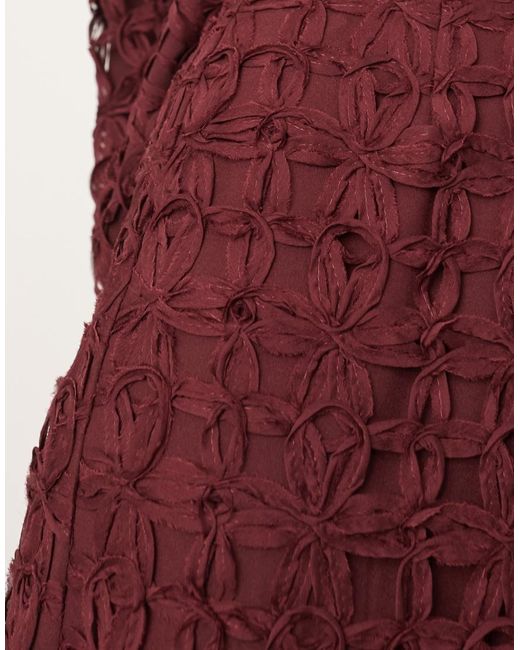 Falda Midi Rojo De Corte Recto Con Diseño Floral Calado De (Parte De Un Conjunto)-Morado ASOS de color Red