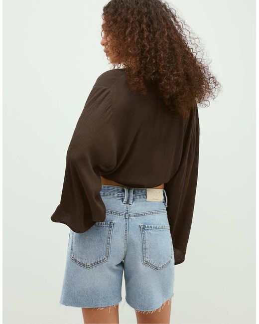 Stradivarius Blue Flowing Open Blouse