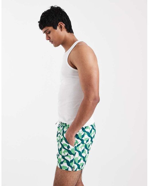Aray White Geo Print Swimshort for men