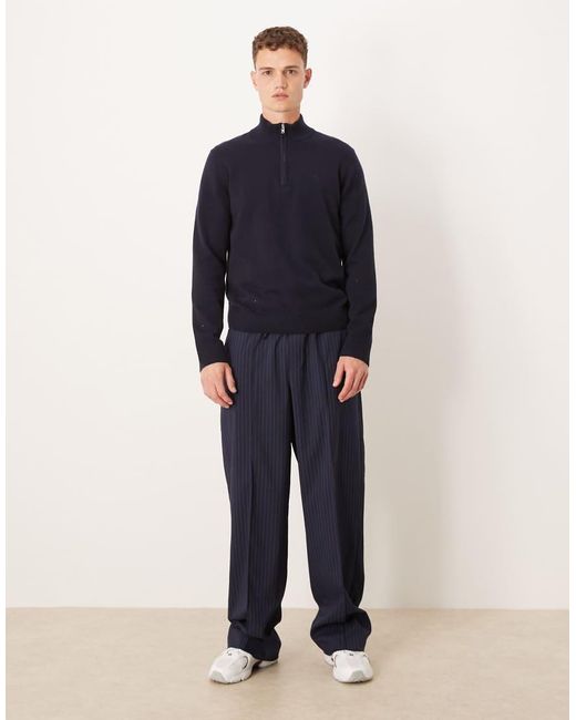 Abercrombie & Fitch Trui Met Lange Mouwen, Kwartrits En Logo Op De Borst in het Blue voor heren