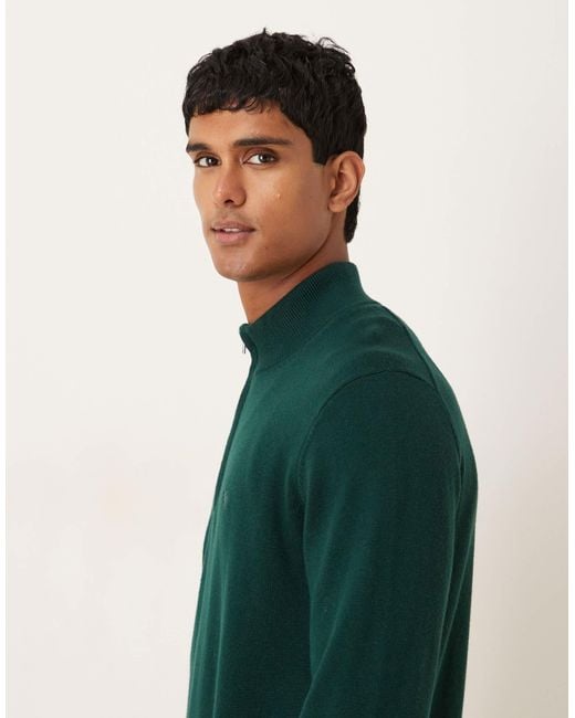 Abercrombie & Fitch Green Long Sleeve Chest Logo Quarter Zip Jumper for men