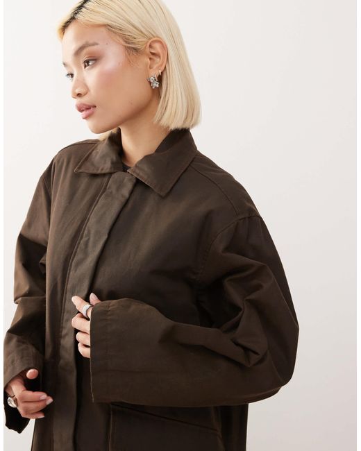 Weekday Black Oversized Wax Barn Jacket