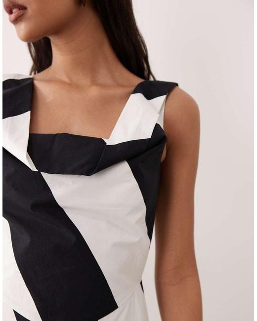 ASOS White Heavy Poplin Maxi Dress With Draped Neckline