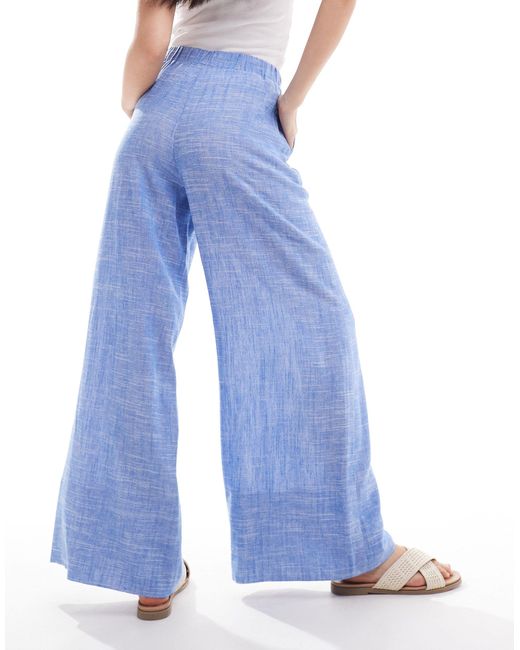 Pantalon ultra ample aspect lin - chambray Stradivarius en coloris Blue