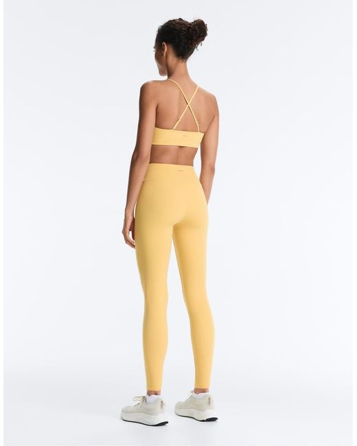 Oysho Yellow Comfortlux Light-support Sports Bra With Crossover Straps