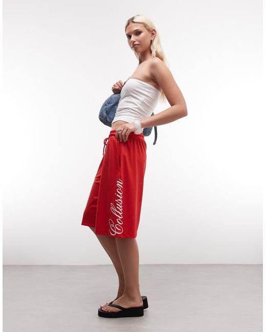 Collusion Red Longline baggy Airtex Short