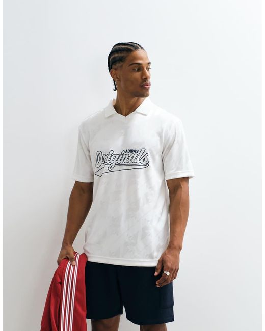Adidas Originals White Jacquard Jersey