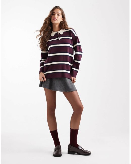 Vero Moda Red – gestreiftes rugby-oberteil aus kompaktem strick