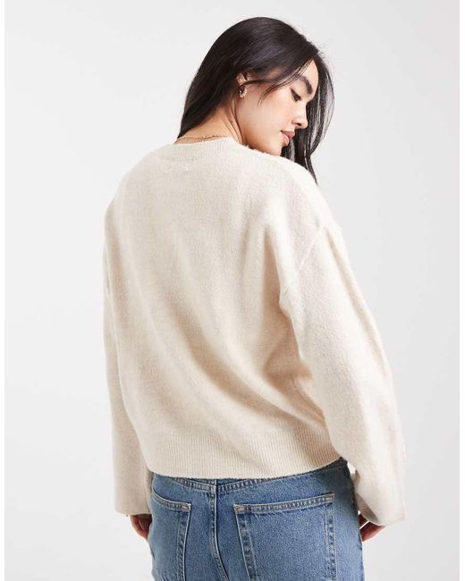 Brave Soul White V-neck Cardigan With Flower Embroidered Detail