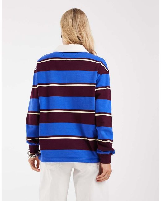 Tommy Hilfiger Blue Script Logo Relaxed Fit Rugby Shirt