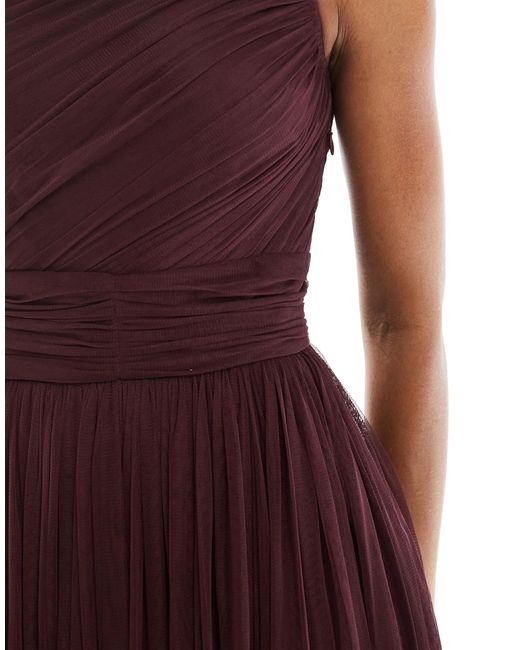 LACE & BEADS Purple Bridesmaid One Shoulder Maxi Dress