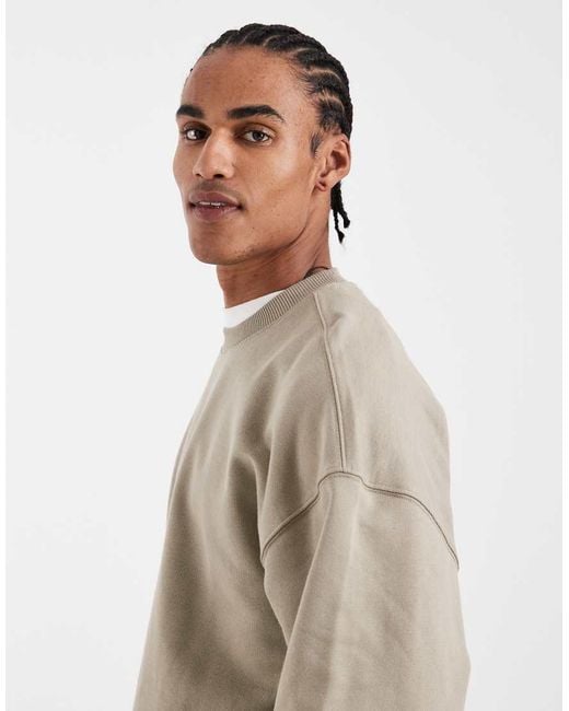 Only & Sons Natural Premium 400gsm Heavyweight Oversized Fit Crew Neck Sweatshirt Co-ord for men