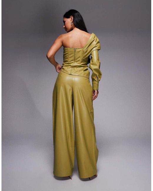ASOS Green Pu Wide Leg Pleated Pants