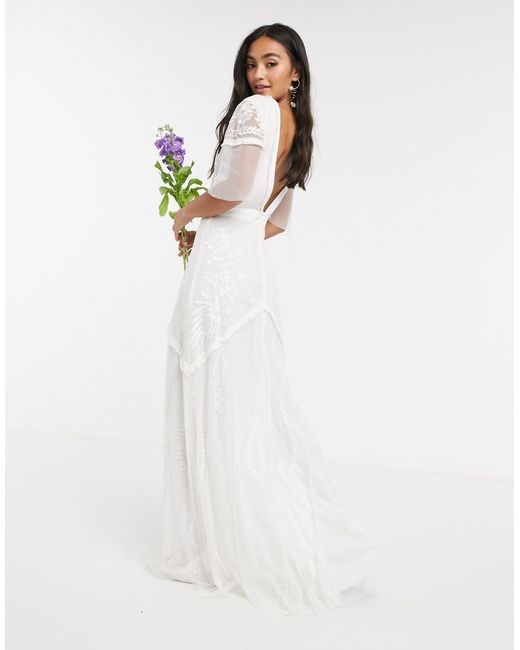Frock and Frill Bridal Maxi Dress With Embellishment And Frill Detail in White Lyst