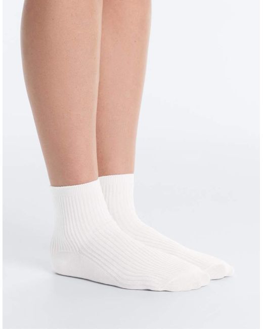 Oysho White 5 Pairs Of Classic Socks With Cotton