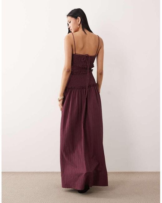ASOS Purple Asos Design Tall Crinkle Maxi Dress With Shirred Dropped Waist