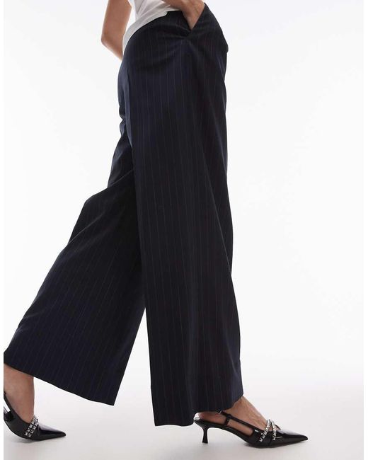 Pantalones Azules De Pernera Ancha Con Raya Diplomática De Mezcla De Lana Elástica De & (Parte De Un Conjunto) & Other Stories de color Blue