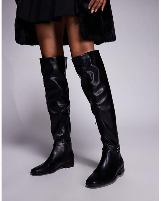 Public Desire Black Public Desire Eastburn Wide Fit Over The Knee Riding Boots
