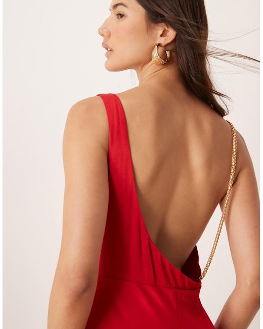 Forever New Red – satin-maxikleid