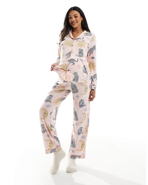 Chelsea Peers White Maternity Poly Long Sleeve Revere Pyjama Set