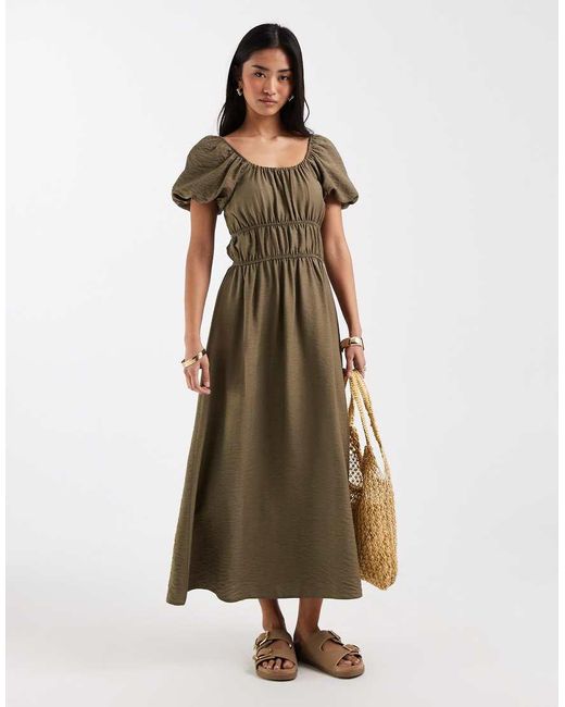 New Look Natural Milkmaid Midi Dress
