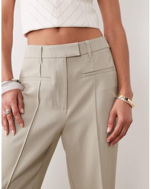ASOS Natural Tailored Slinky Flare Trousers